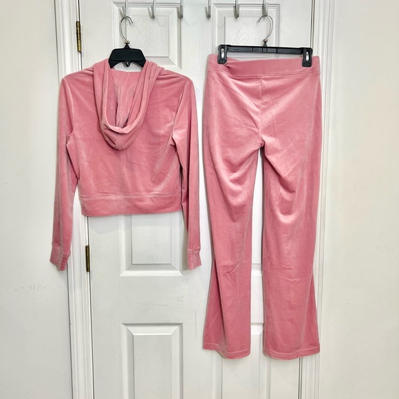 Juicy Couture Rose Bling Velour Tracksuit Hoodie & Pants Rhinestone NWT Size S - Picture 7 of 9